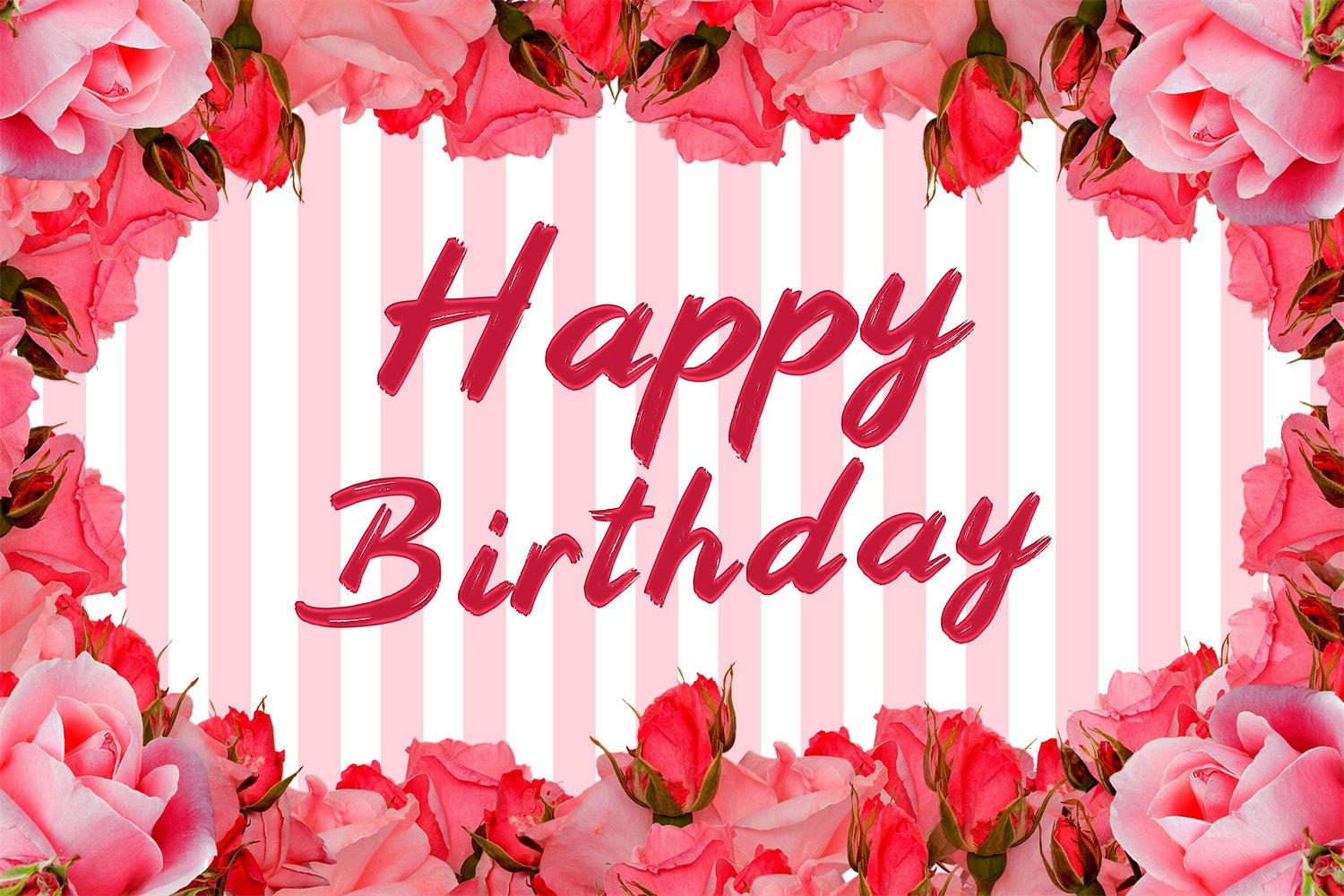 Individuelle Happy Birthday Backdrop rosa Rose gestreift Backdrop BRP2-247