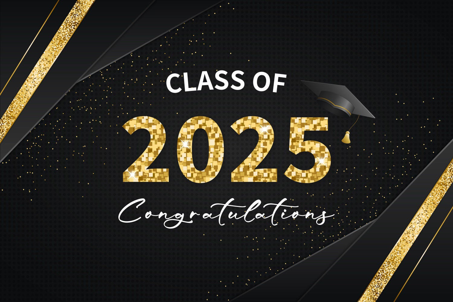 Backdrops Graduation Schwarz Gold Funkelnd Graduation Party Backdrop BRP2-254