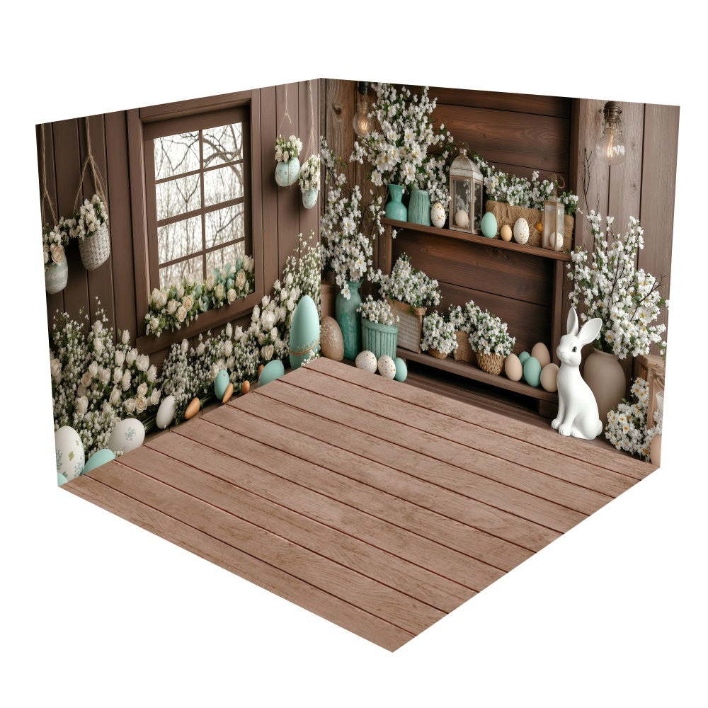 Rustikale Ostern Fenster Ei Floral Backdrop Zimmerset BRP2-26