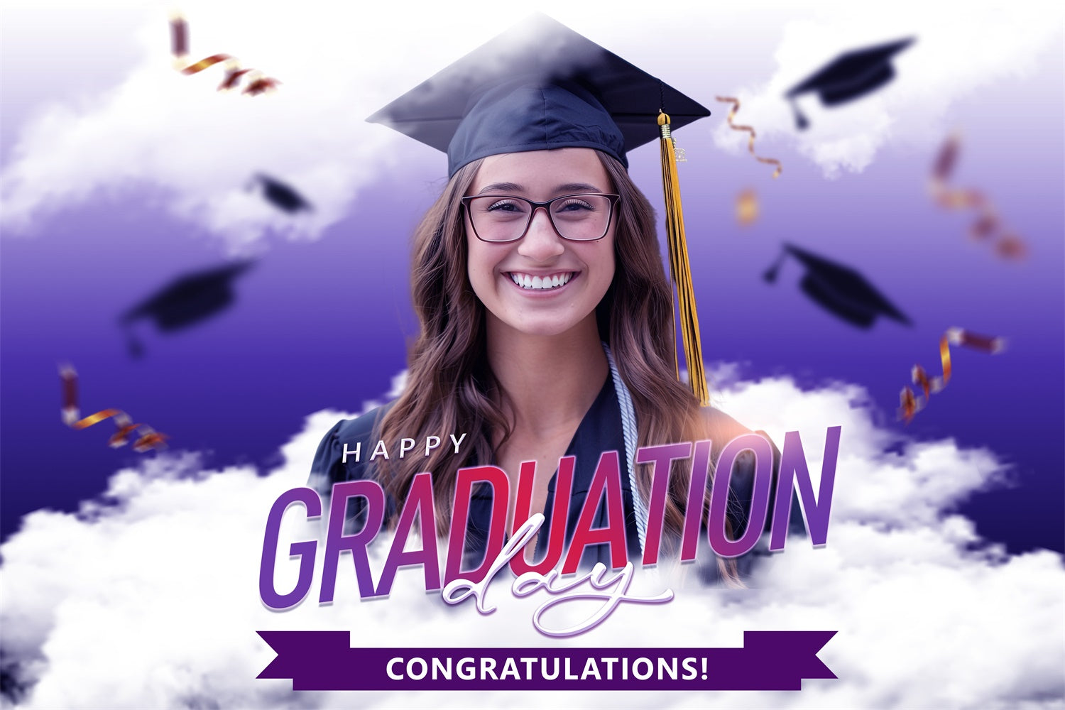 Personalisierte Graduation Backdrop Lila Dunst Graduation Party Backdrop BRP2-277