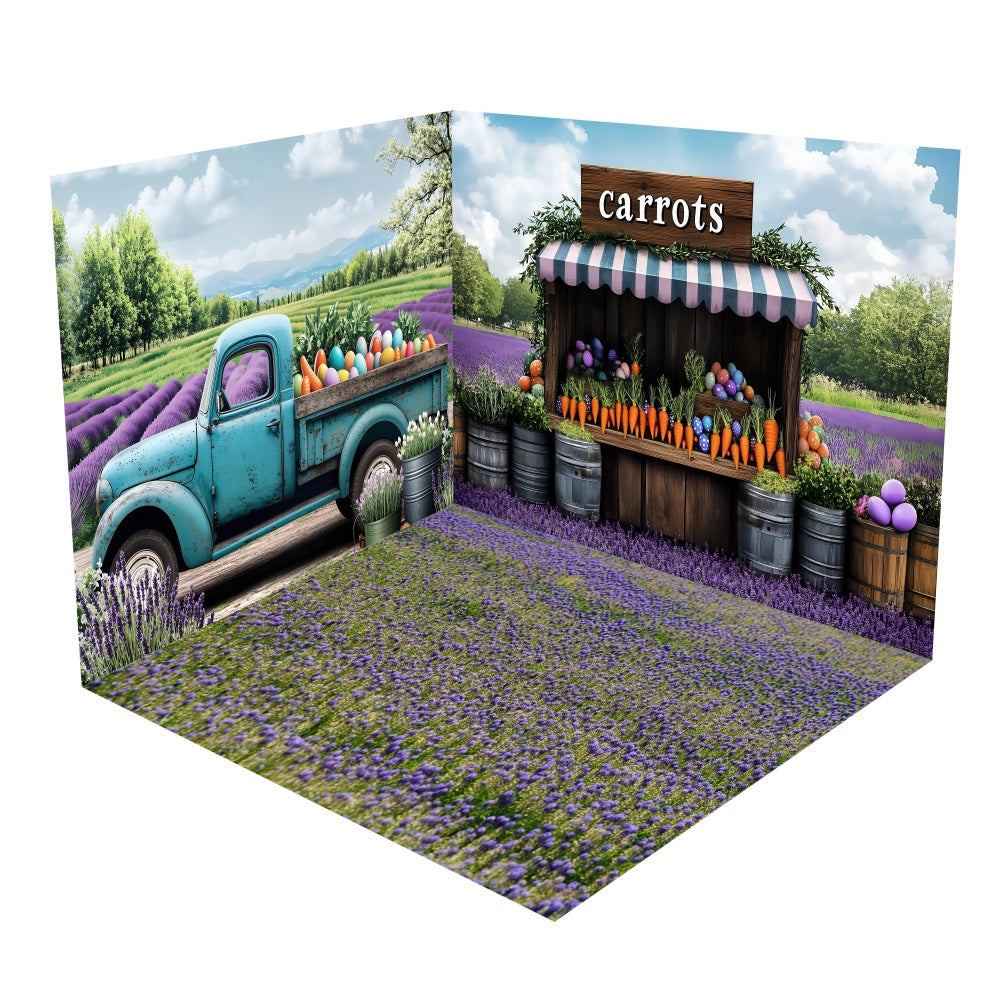 Blauer Lastwagen Lavendel Ostermarkt Backdrop Zimmerset BRP2-35