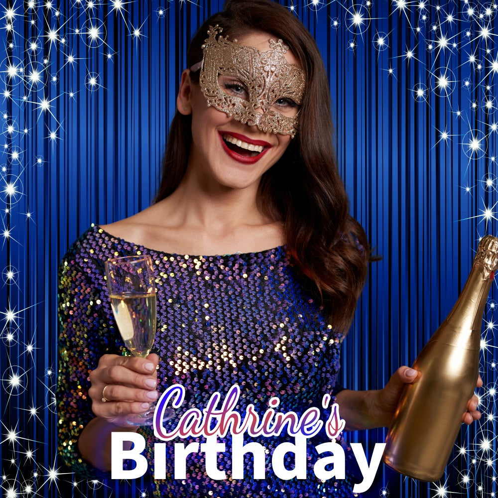 Personalisierte Geburtstag Backdrop Blau Sparkle Masquerade Backdrop BRP2-37