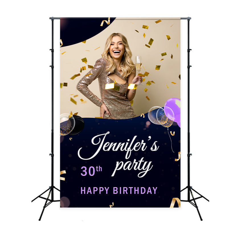 Personalisierte Geburtstag Backdrop 30. Konfetti Ballons Feier Hintergrund BRP2-39