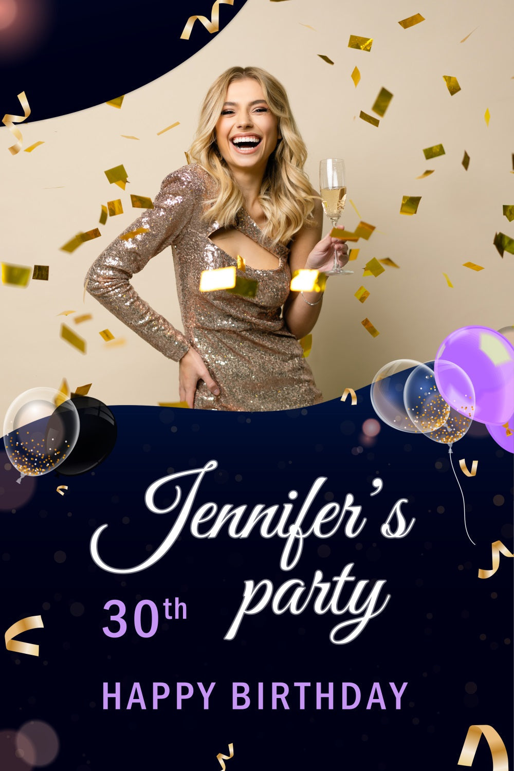 Personalisierte Geburtstag Backdrop 30. Konfetti Ballons Feier Hintergrund BRP2-39