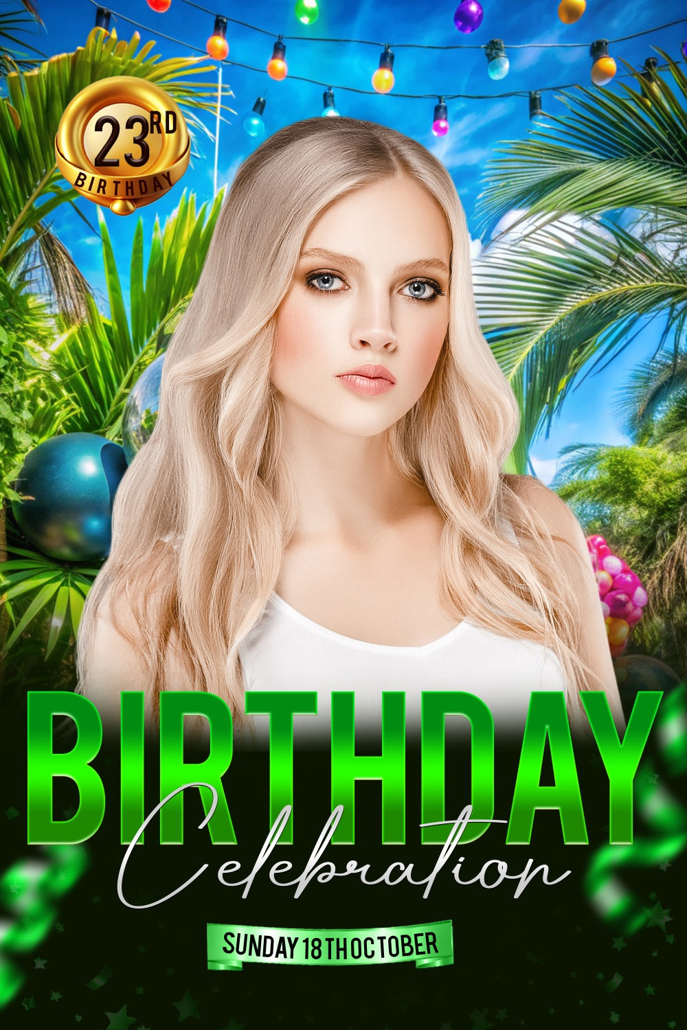 Geburtstag Backdrop Personalisierte Tropische 23. Fotografie Backdrop BRP2-48