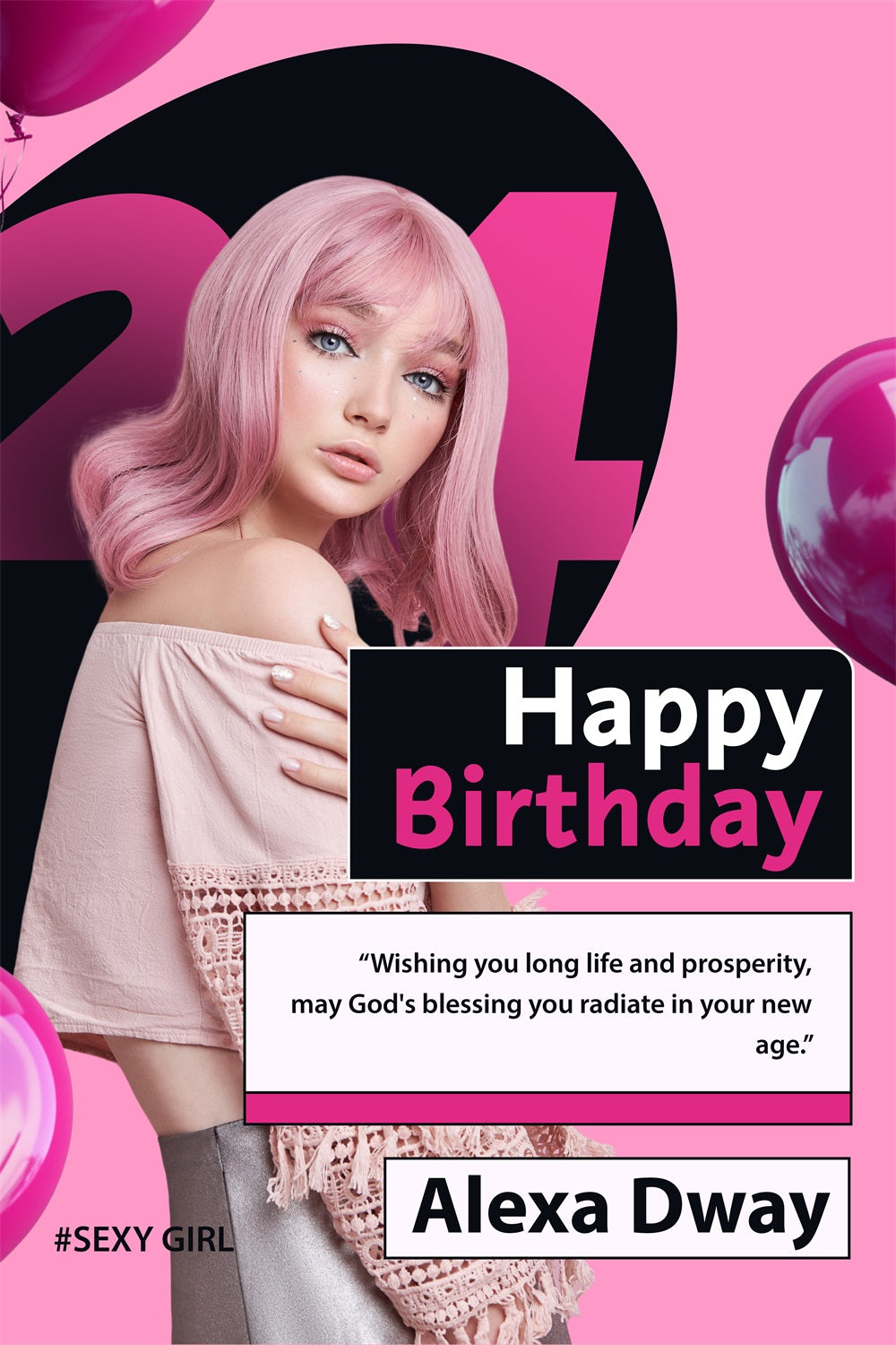 Customize Birthday Backdrop Trendy Pink Glam Fotografie Hintergrund BRP2-58