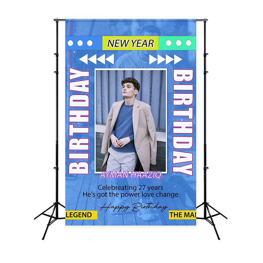 Custom Backdrop Geburtstag Blau 27. Feier Party Backdrop BRP2-59
