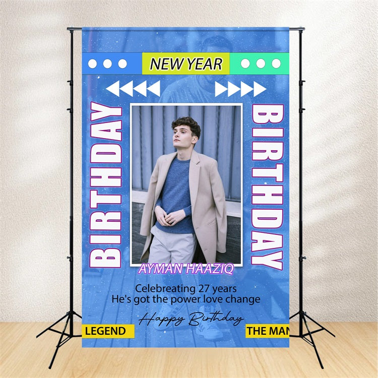 Custom Backdrop Geburtstag Blau 27. Feier Party Backdrop BRP2-59