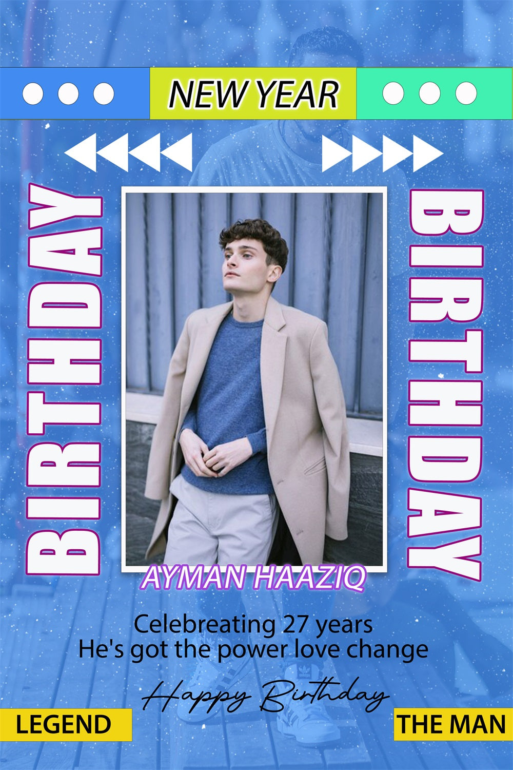 Custom Backdrop Geburtstag Blau 27. Feier Party Backdrop BRP2-59