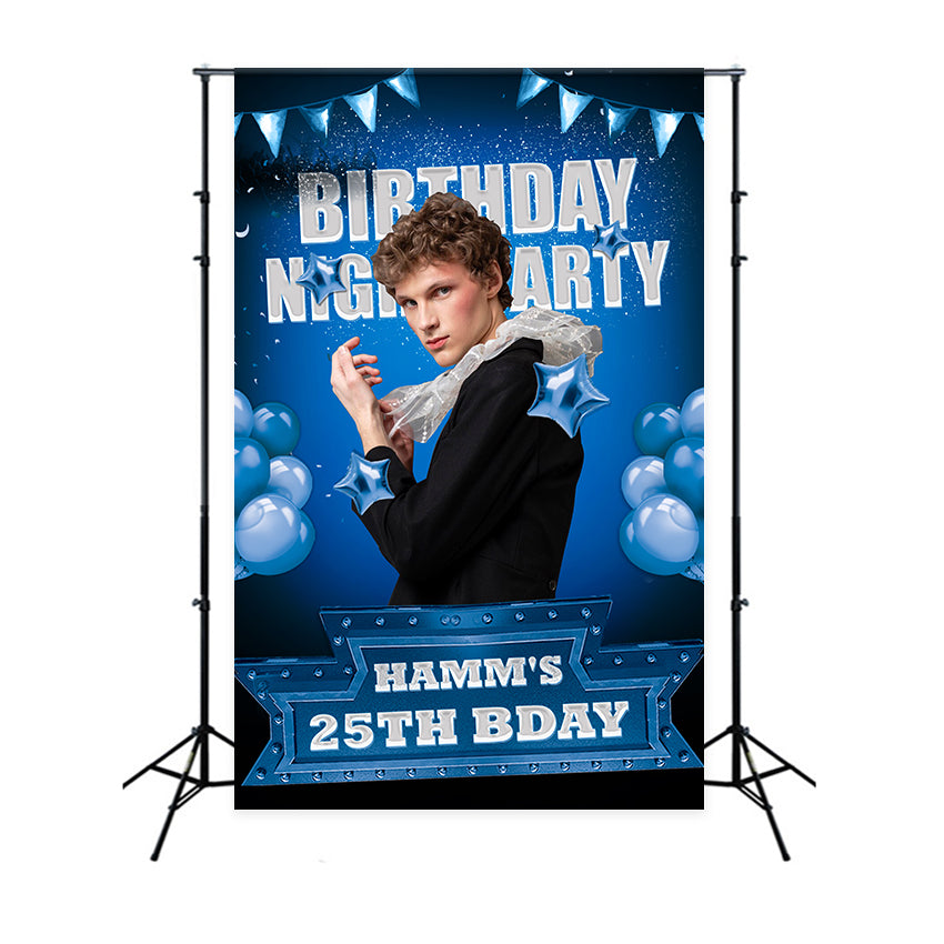 Personalisierte Kulisse für Geburtstag 25. Blaue Ballonkulisse BRP2-60