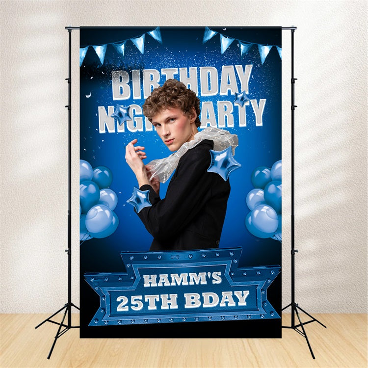 Personalisierte Kulisse für Geburtstag 25. Blaue Ballonkulisse BRP2-60