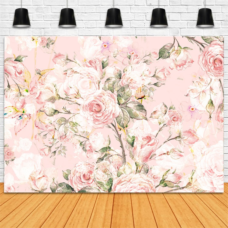 Blumen Fotohintergrund Romantisch Rosa Rose Blüte Hintergrund BRP2-66