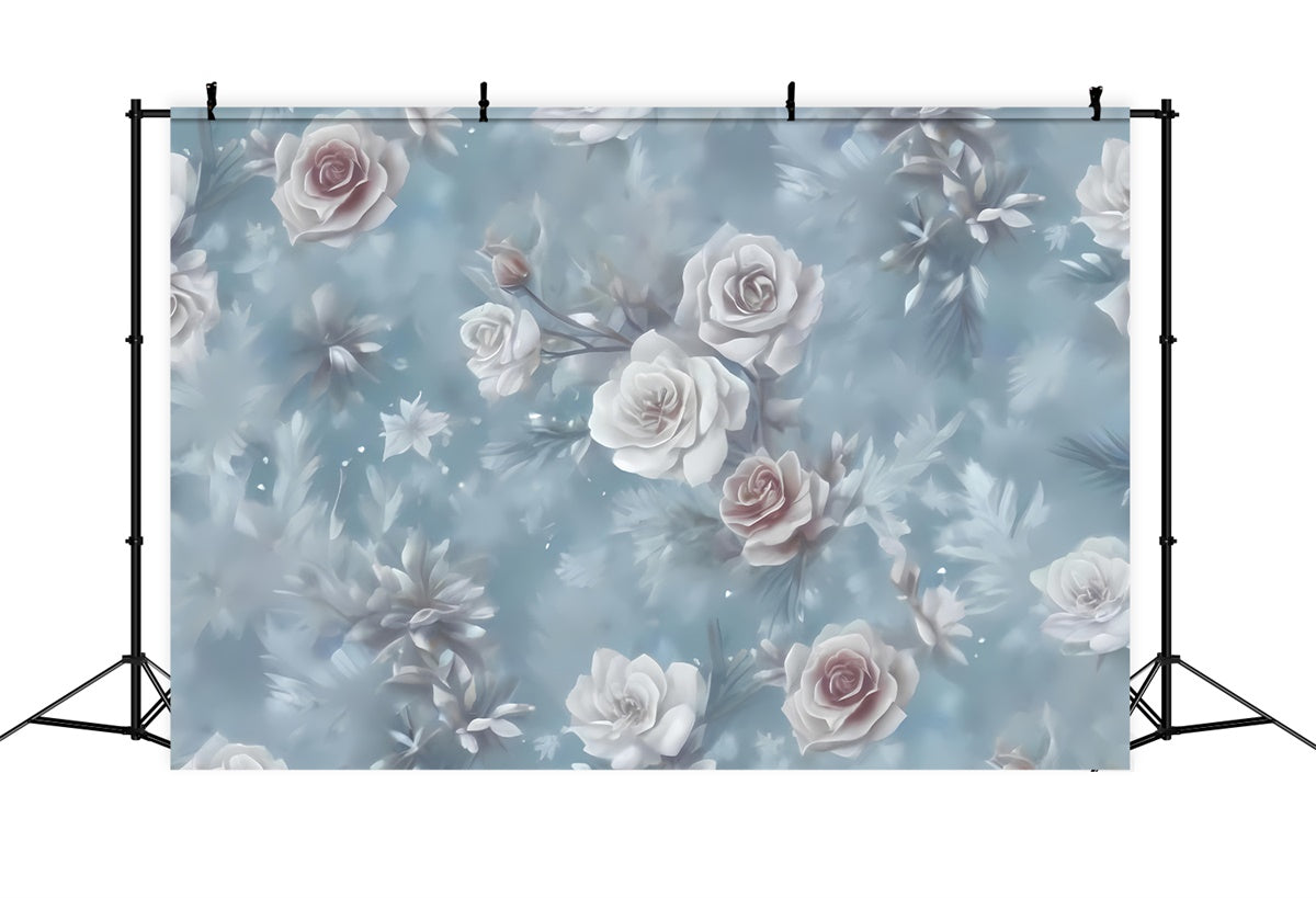 Fotohintergrund Floral Frosted White Roses Romantic Backdrop BRP2-68