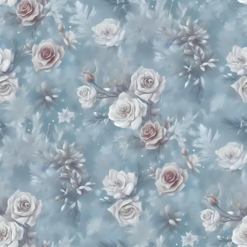 Fotohintergrund Floral Frosted White Roses Romantic Backdrop BRP2-68