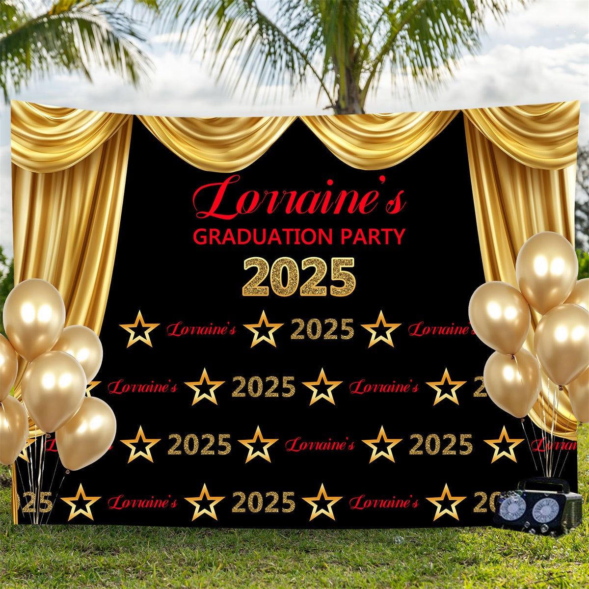 Personalisierte Graduation Backdrops Luxus Themed Golden Curtain Backdrop BRP3-1