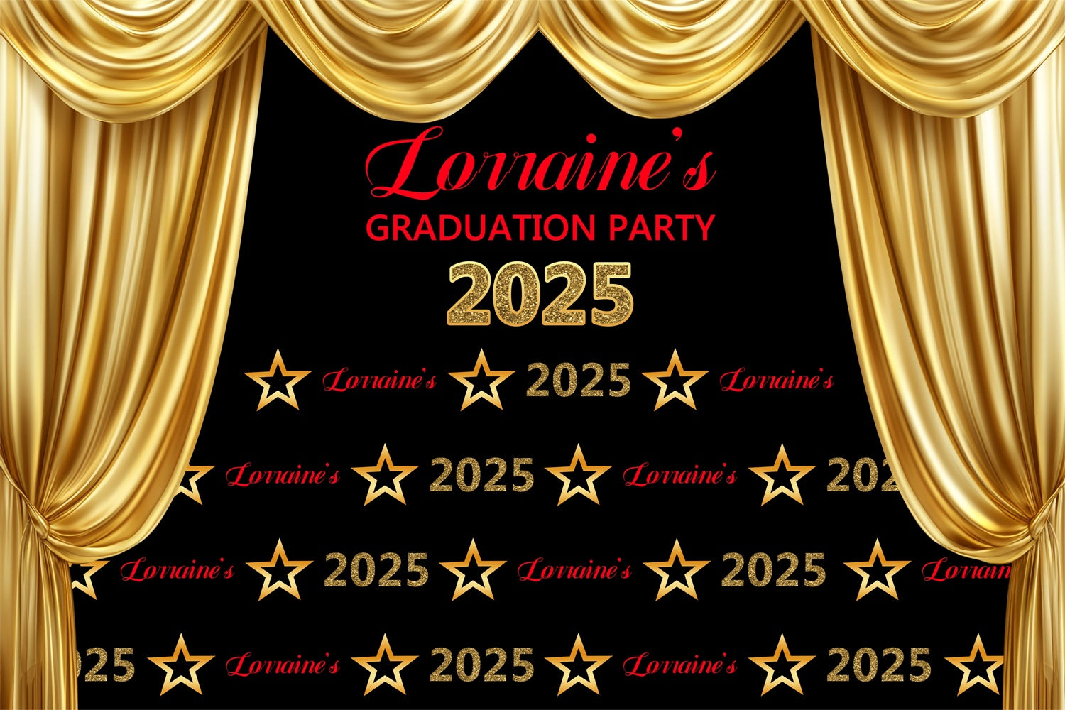 Personalisierte Graduation Backdrops Luxus Themed Golden Curtain Backdrop BRP3-1