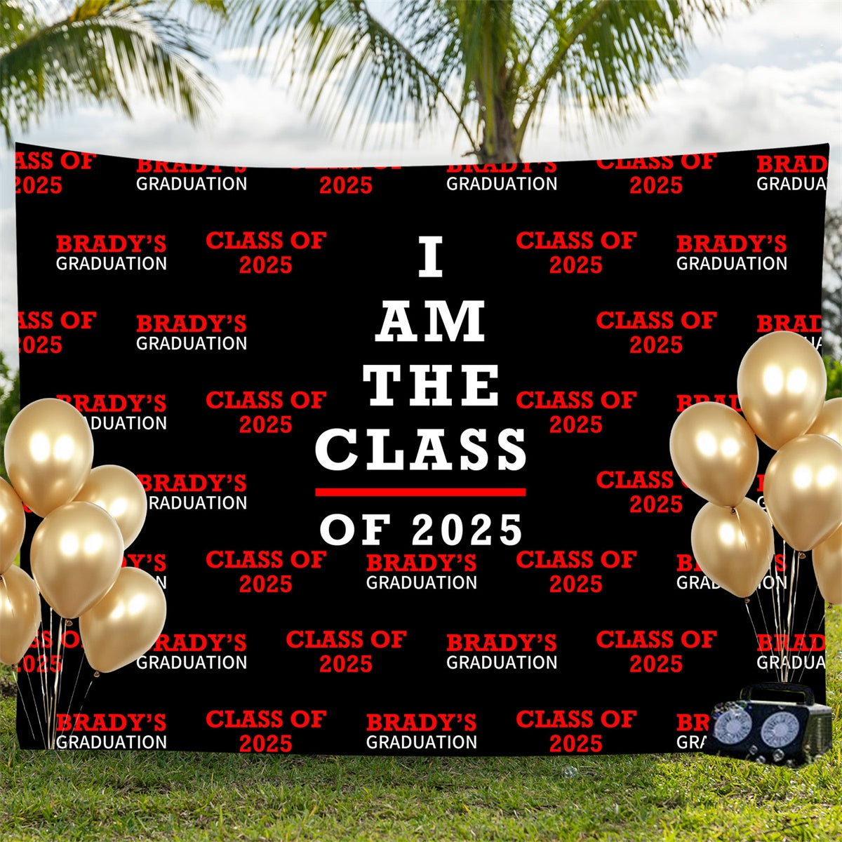 Personalisierte Graduation Backdrop Bold Rot Schwarz Graduation Party Backdrop BRP3-10