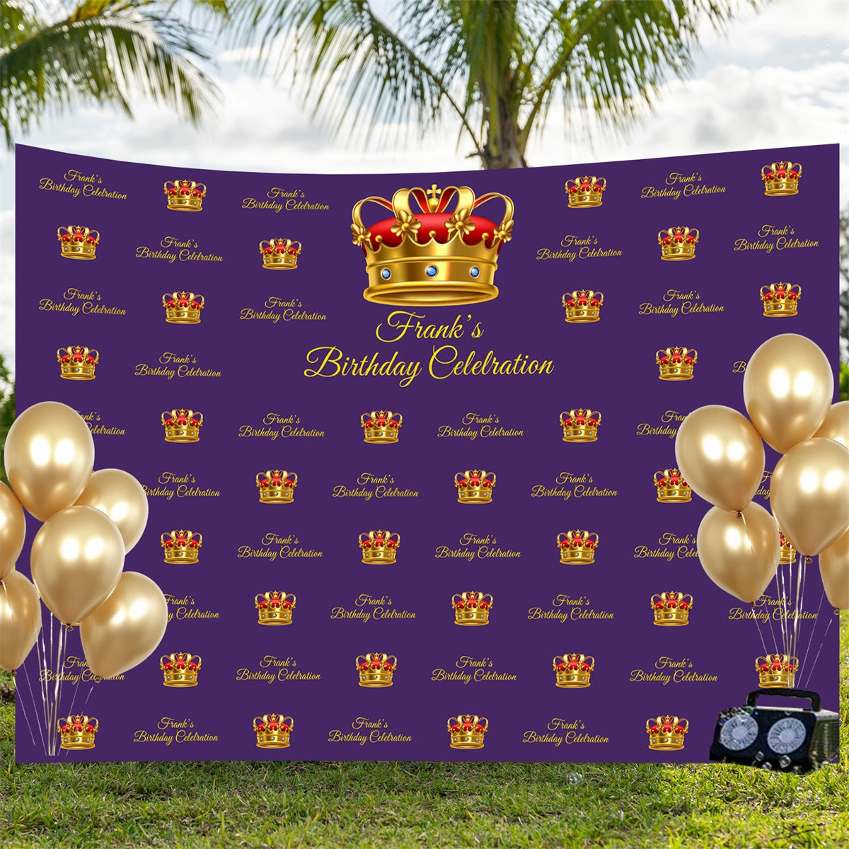 Customize Backdrop für Geburtstag Royal Purple Crown Backdrop BRP3-102