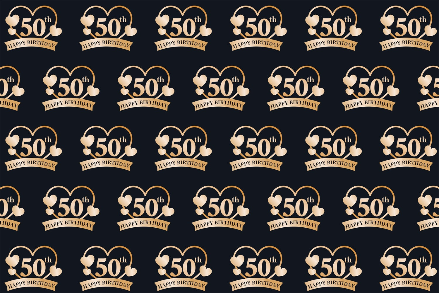 Personalisierte 50. Geburtstag Backdrop Golden Hearts Backdrop BRP3-107