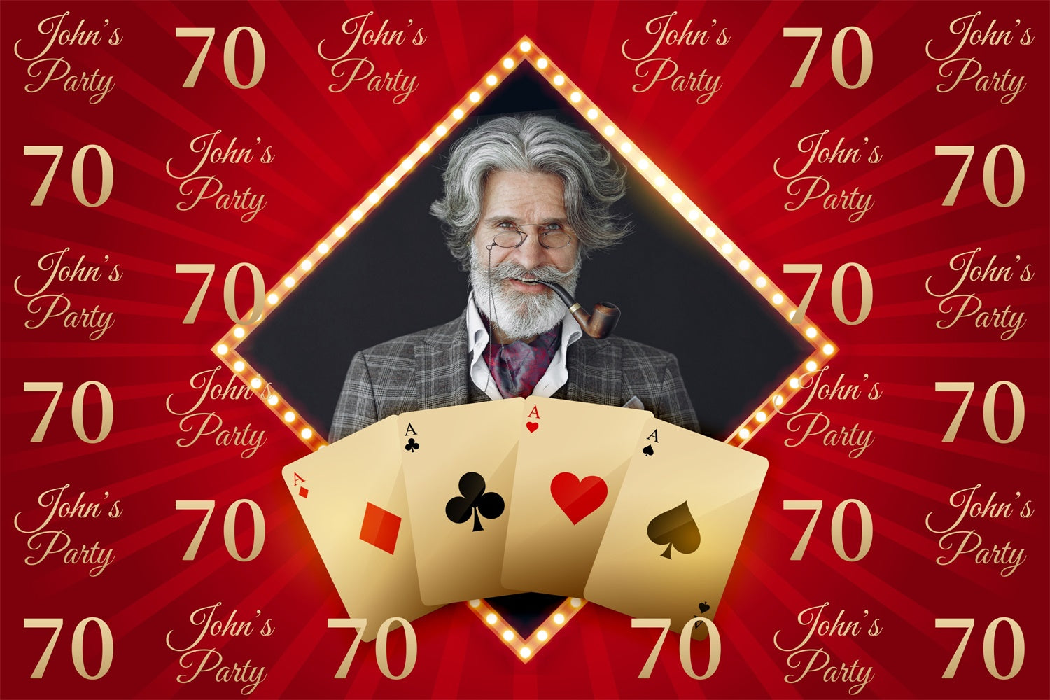 Personalisierte 70. Geburtstag Backdrop Kartenspiel Rot Backdrop BRP3-109