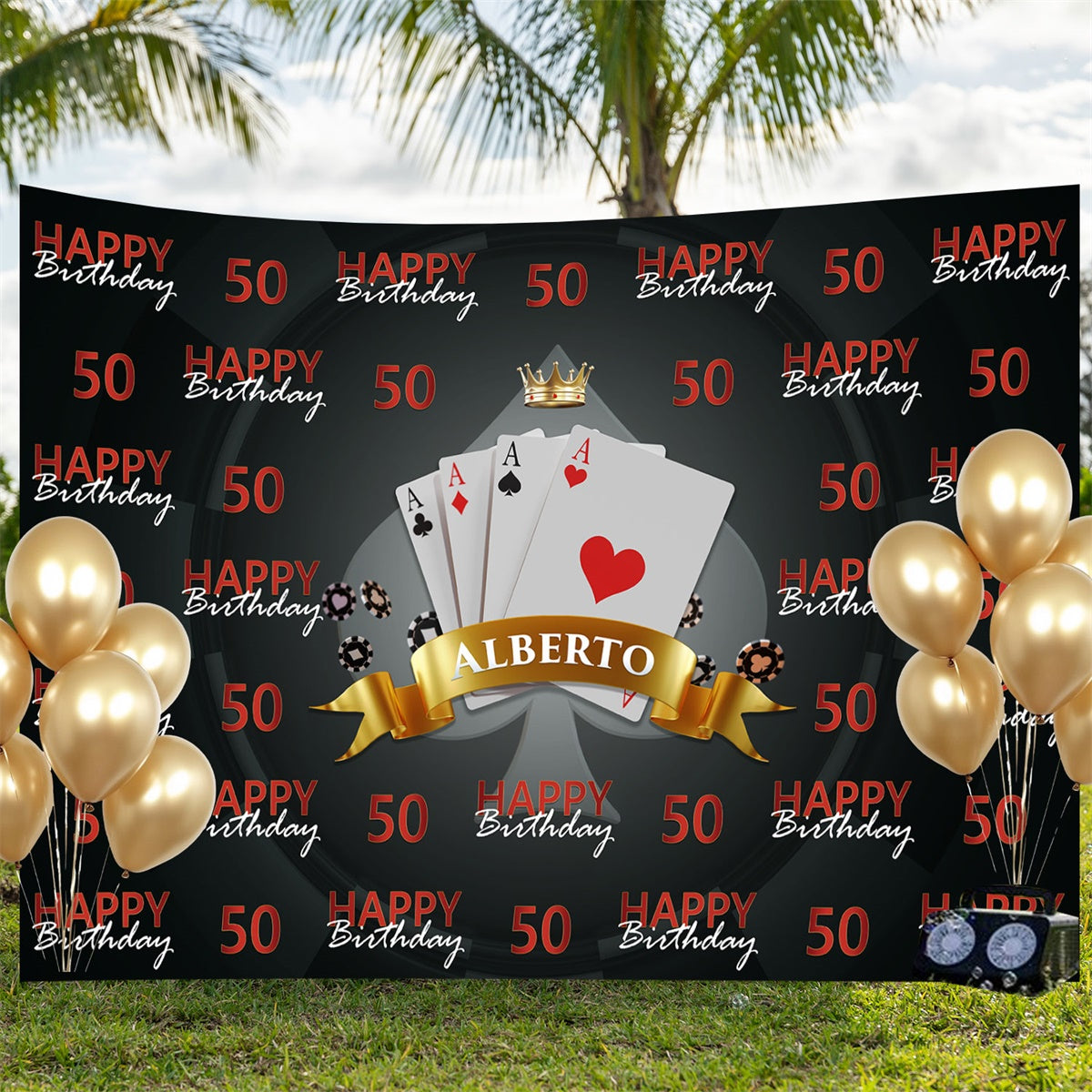 Personalisierte 50. Geburtstag Backdrop Poker Party Backdrop BRP3-110