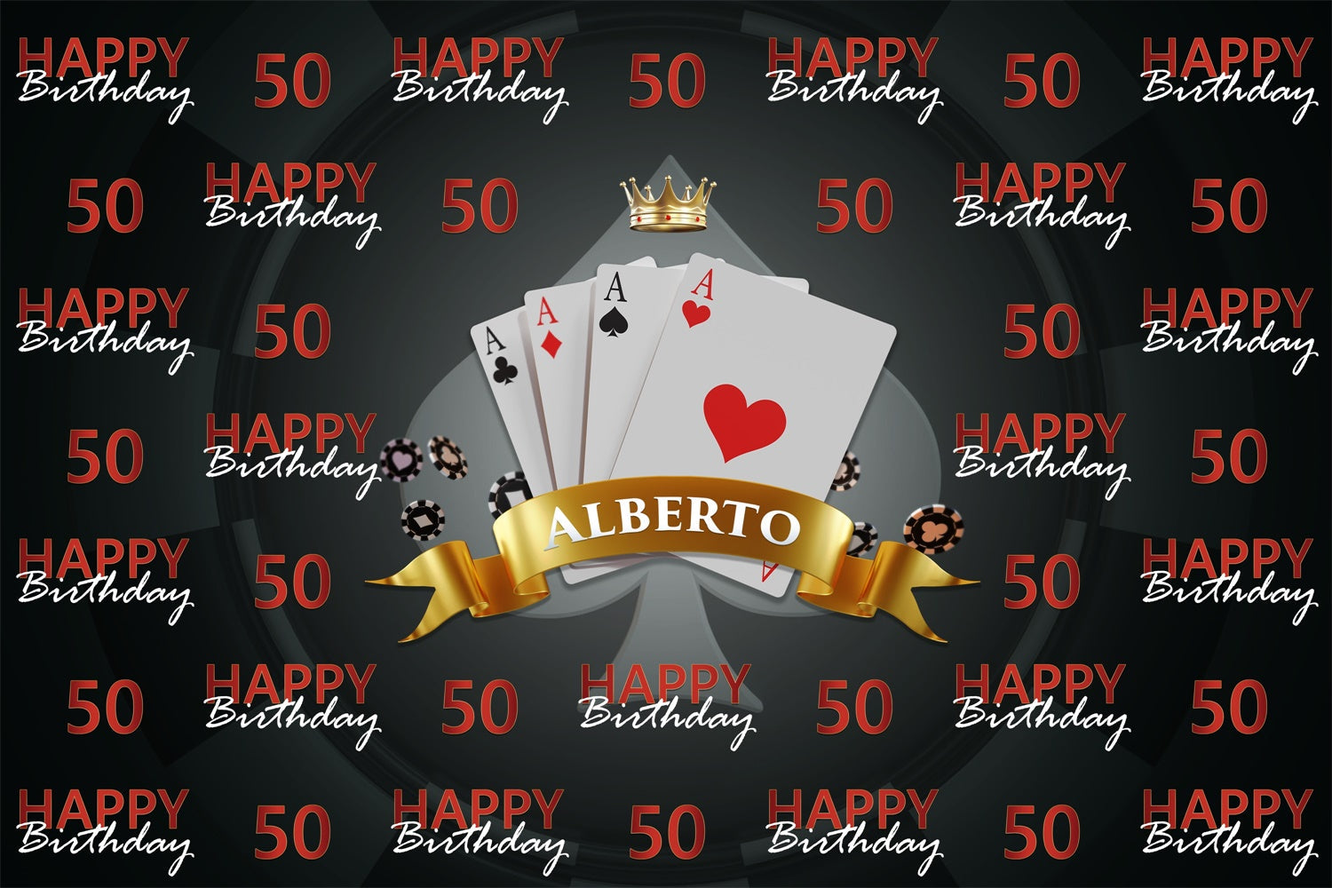 Personalisierte 50. Geburtstag Backdrop Poker Party Backdrop BRP3-110