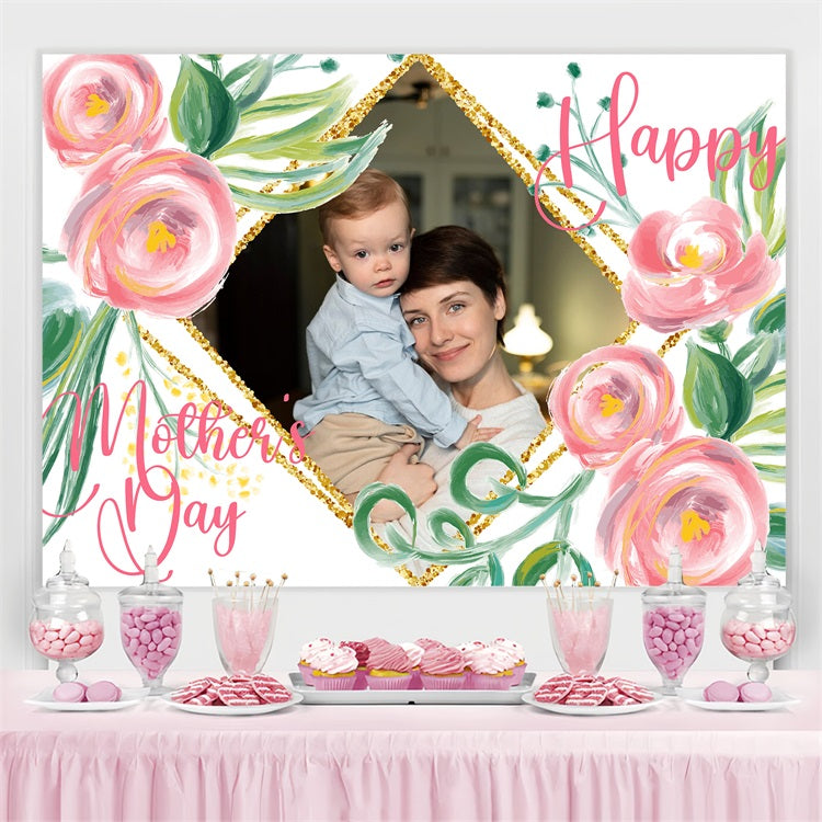 Muttertag Fotokulissen Goldrahmen Floral Personalisierte Kulisse BRP3-122
