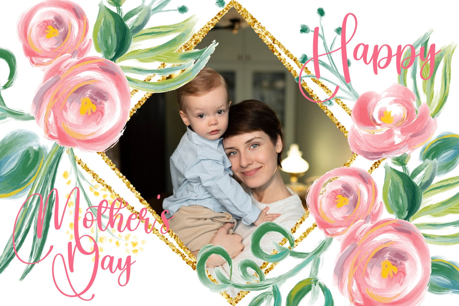 Muttertag Fotokulissen Goldrahmen Floral Personalisierte Kulisse BRP3-122