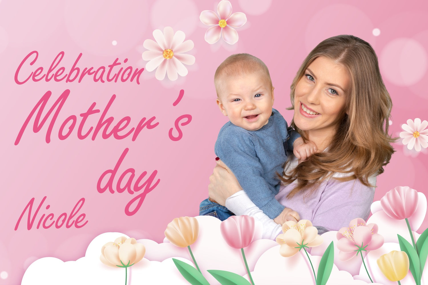Muttertagskulisse Pastellblumen Umarmung Personalisierte Kulisse BRP3-137