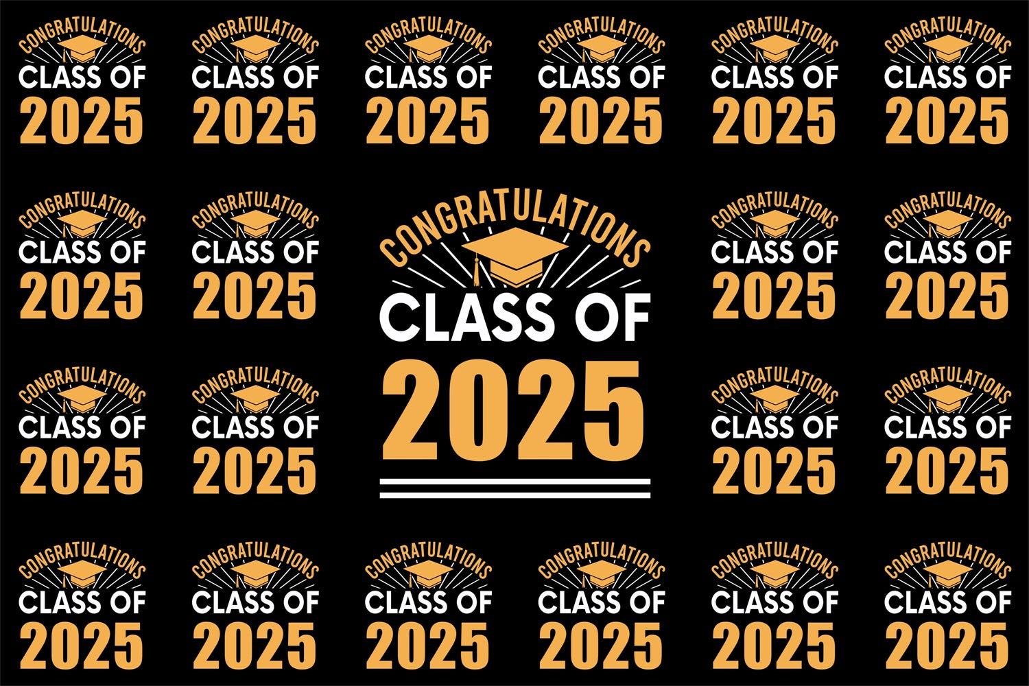 Personalisierte Graduation Backdrops Gold Grad Cap 2025 Graduation Party Backdrop BRP3-14