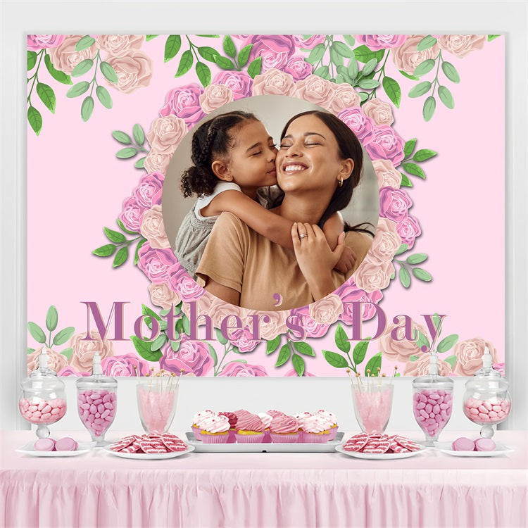 Muttertag Fotohintergrund Rosa Rosenrahmen Individueller Hintergrund BRP3-143