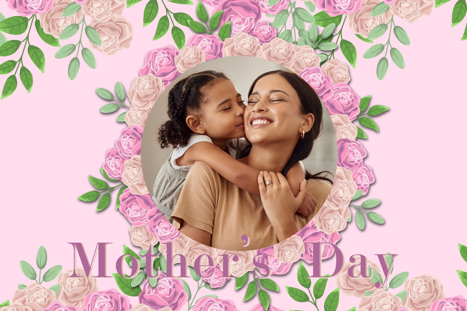 Muttertag Fotohintergrund Rosa Rosenrahmen Individueller Hintergrund BRP3-143