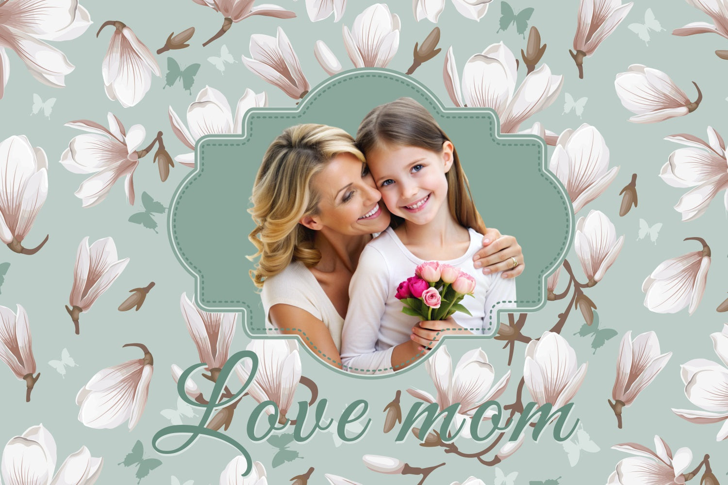 Backdrop für Muttertag Magnolienblüten Backdrop Personalisierte Backdrop BRP3-146