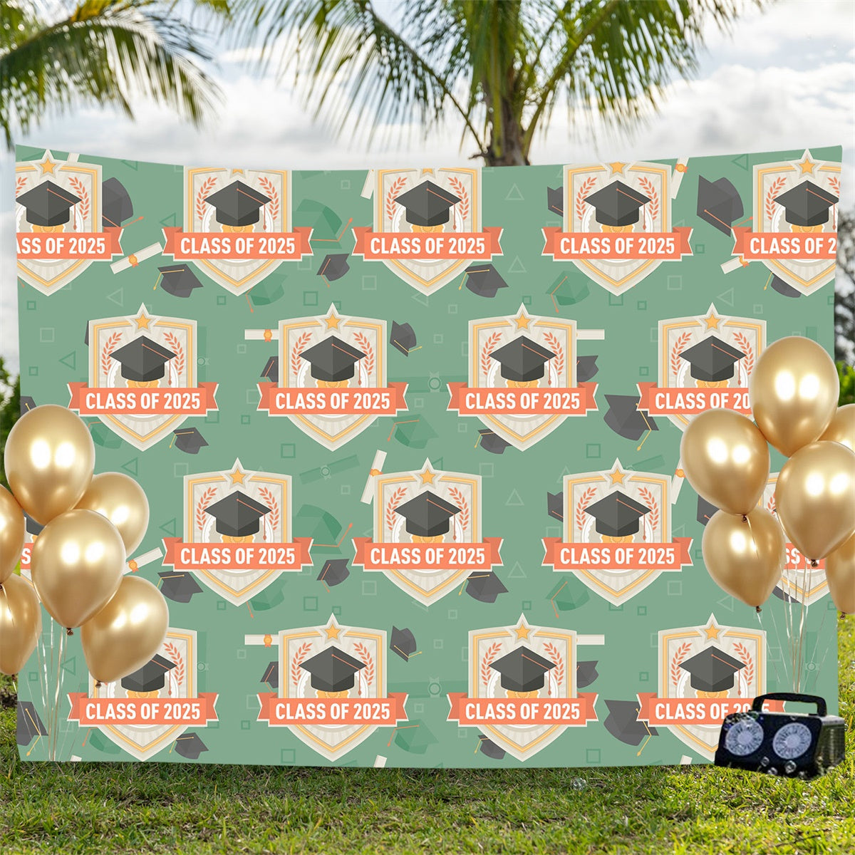 Personalisierte Graduation Backdrop Vintage Grün Graduation Party Backdrop BRP3-15