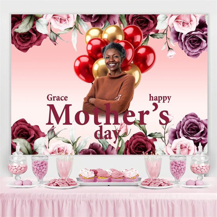 Backdrops für Muttertag Bold Rose Ballons Customized Backdrop BRP3-150