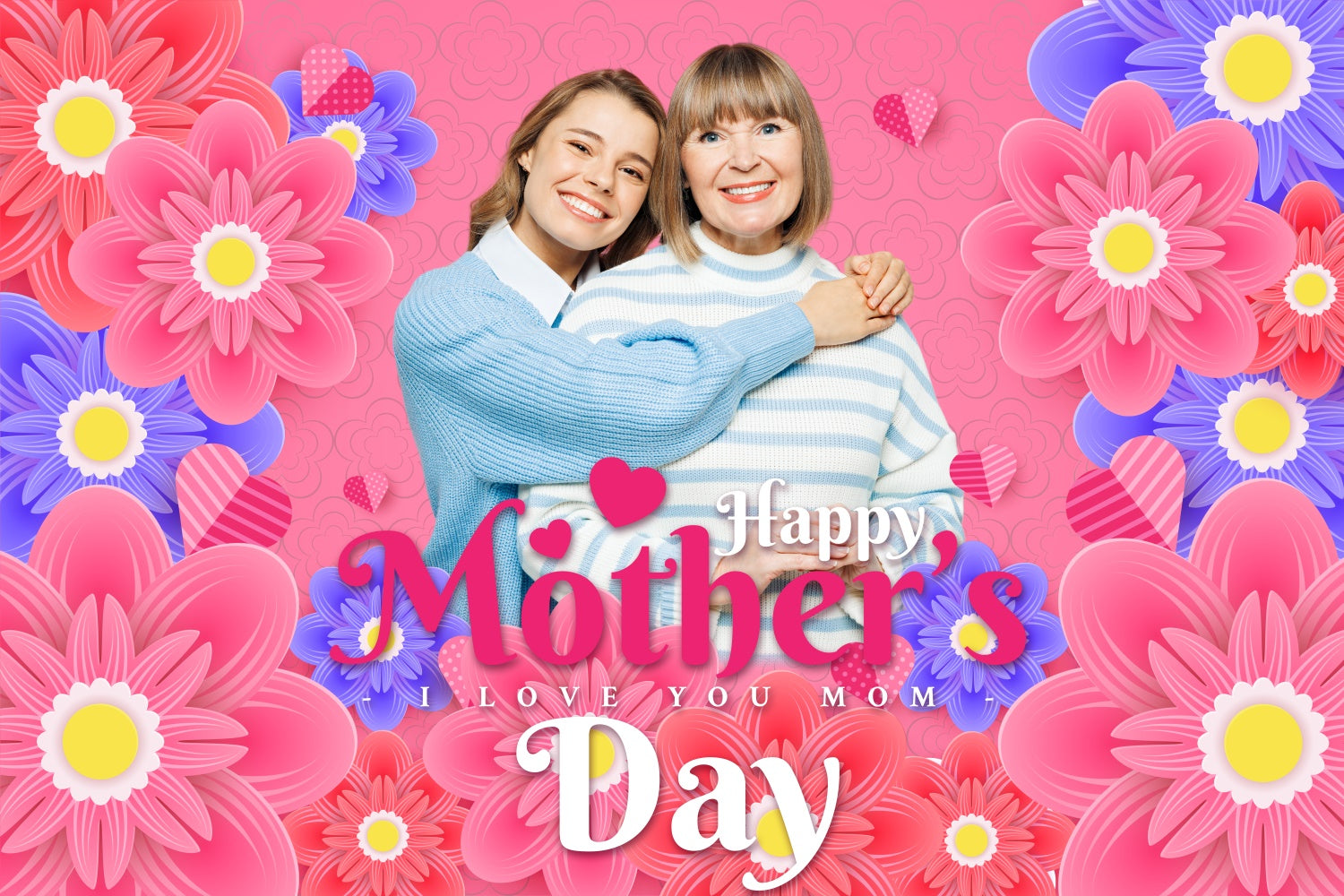 Muttertag Fotohintergrund Vibrant Floral Happy Custom Backdrop BRP3-166