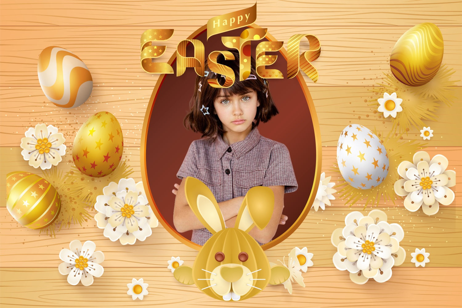 Ostern Thematische Kulisse Goldener Hase Dekoration Personalisierte Kulisse BRP3-179