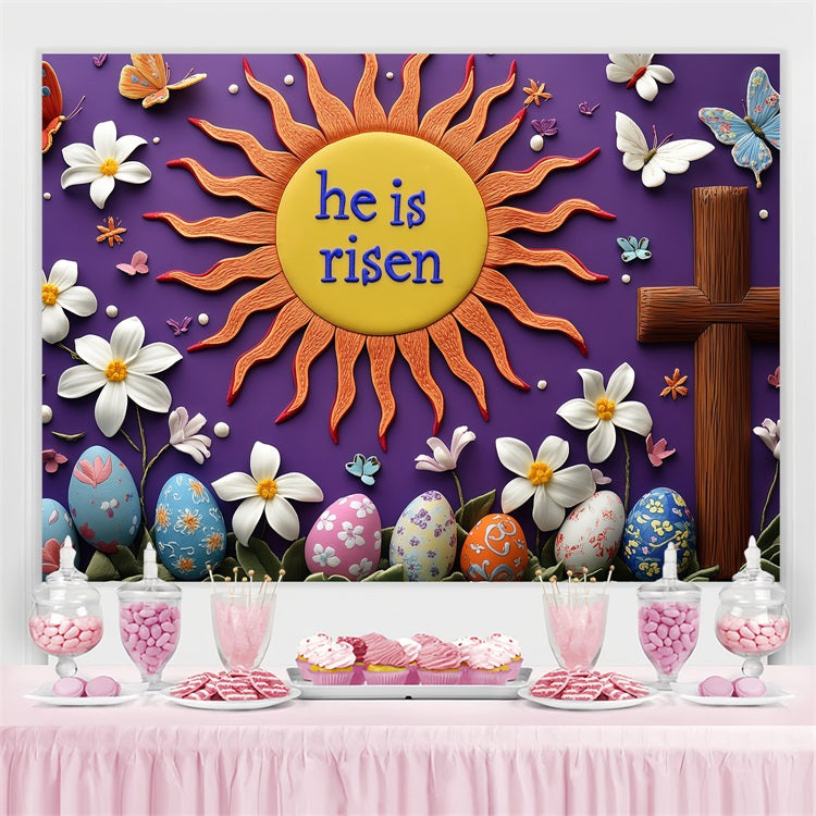 Backdrop für Ostern Sunburst Cross Floral Custom Backdrop BRP3-181