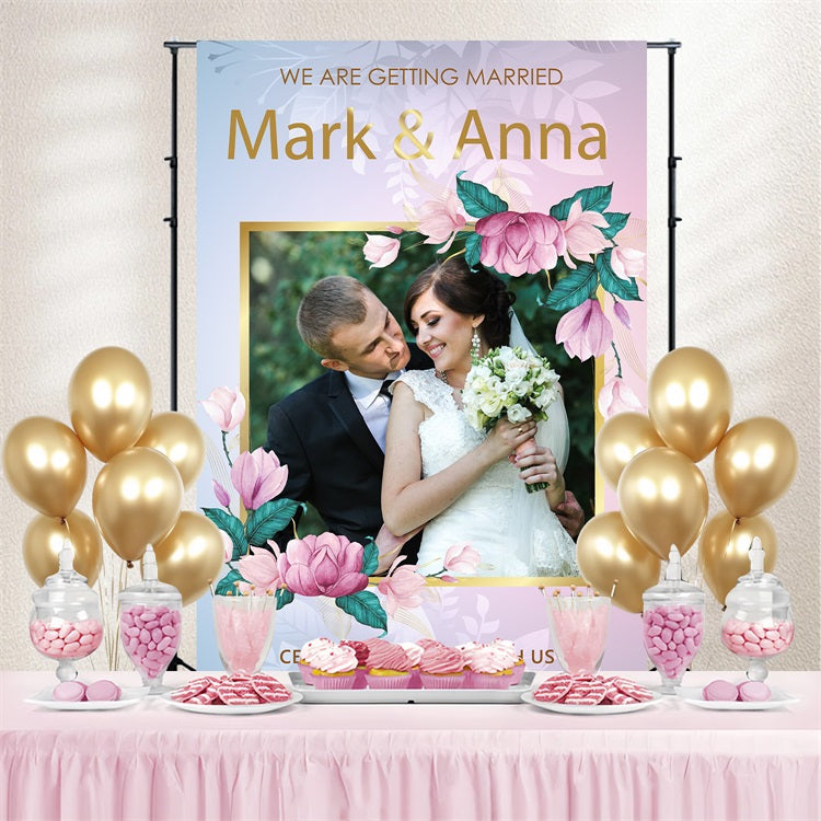 Backdrop für Hochzeiten Floral Frame Personalisierte Backdrop BRP3-195