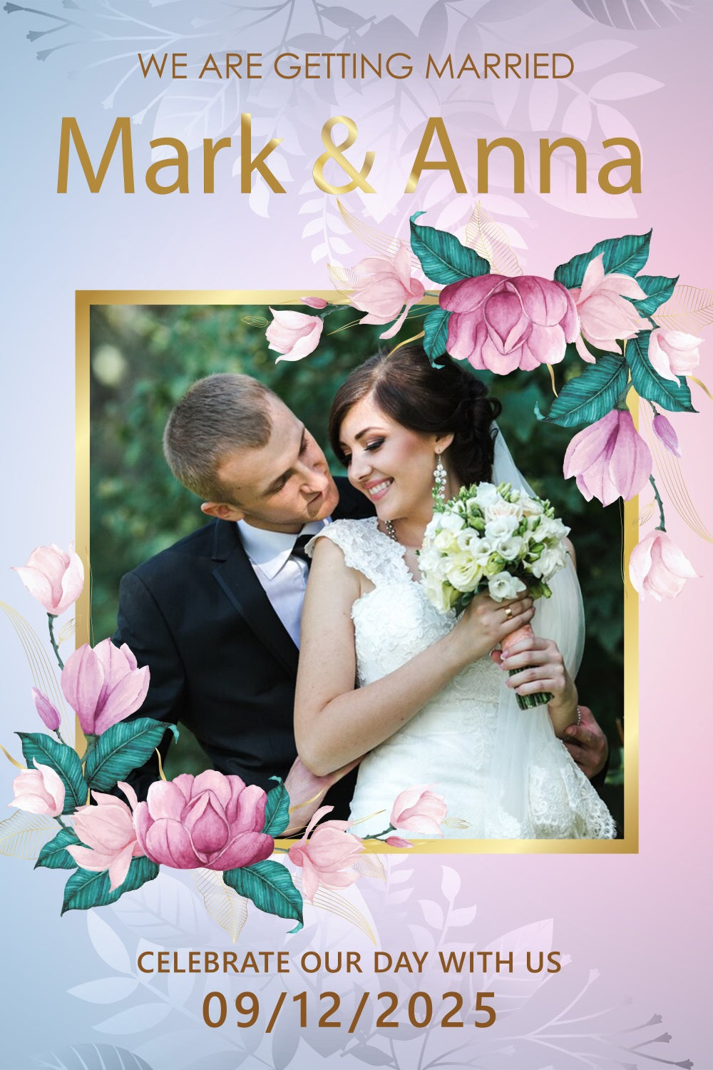 Backdrop für Hochzeiten Floral Frame Personalisierte Backdrop BRP3-195