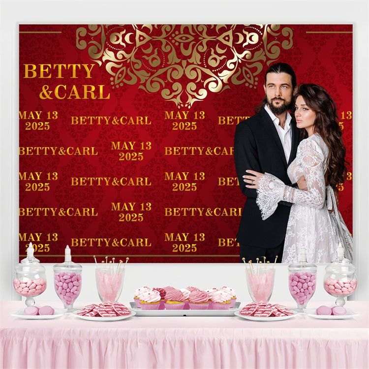 Hochzeit Backdrop Royal Red Step Repeat Personalisierte Backdrop BRP3-200
