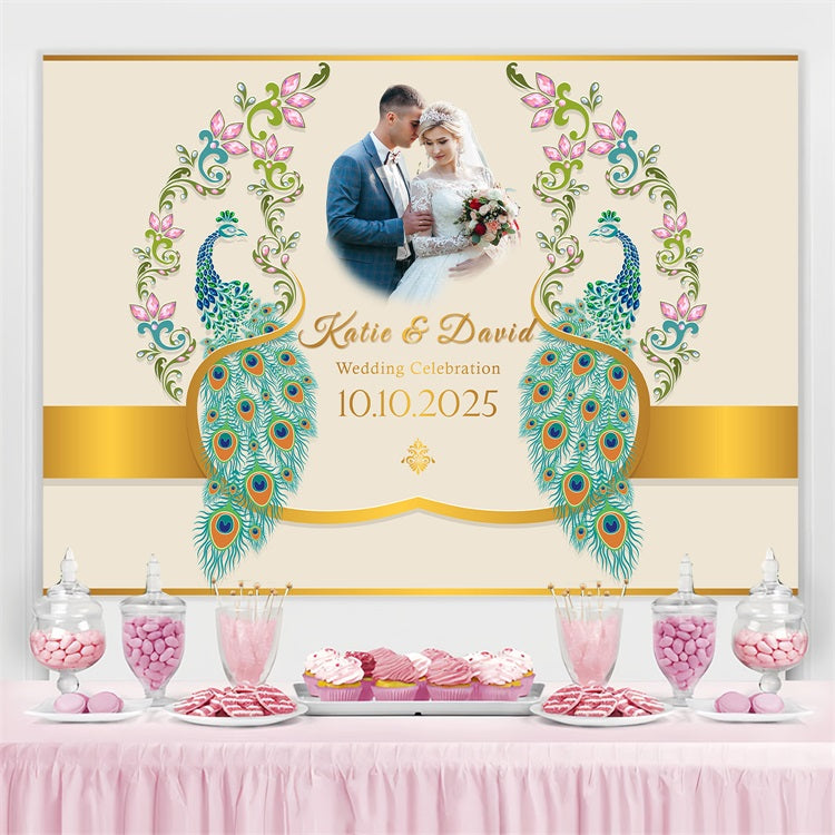 Hochzeit Backdrop Design Pfau Liebe Personalisierte Backdrop BRP3-203