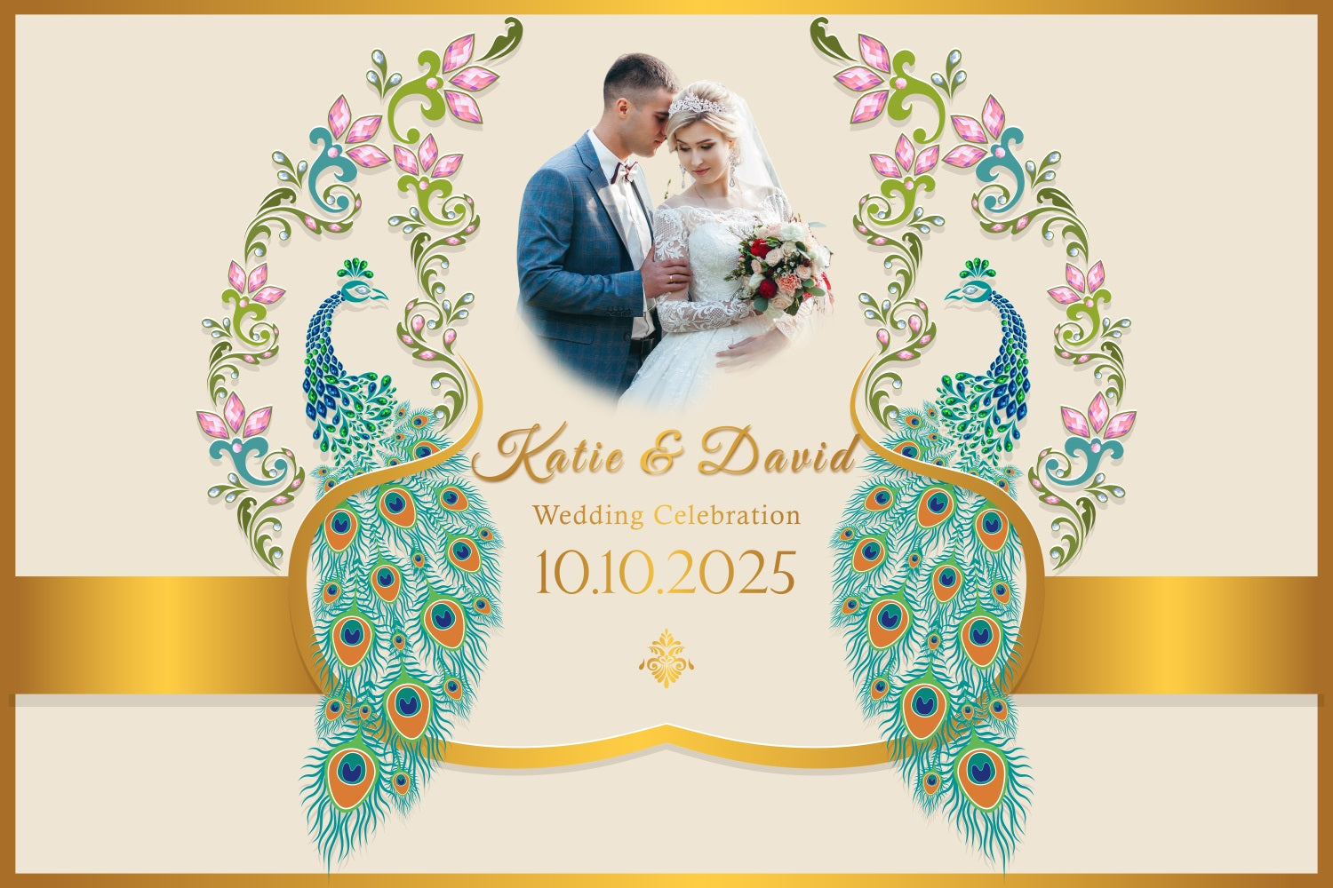 Hochzeit Backdrop Design Pfau Liebe Personalisierte Backdrop BRP3-203