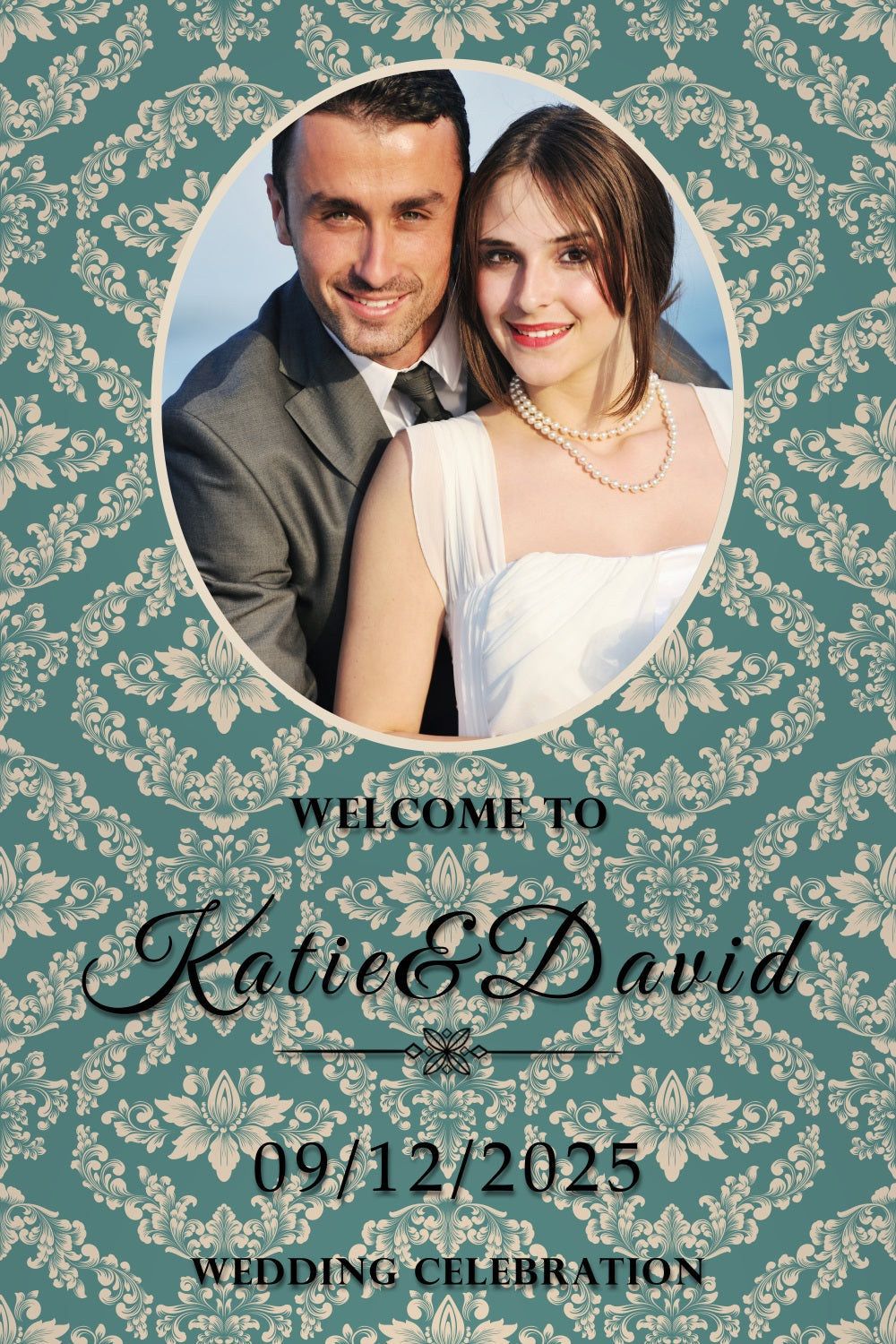 Backdrops für Hochzeit Teal Damast Muster Individuelles Backdrop BRP3-208
