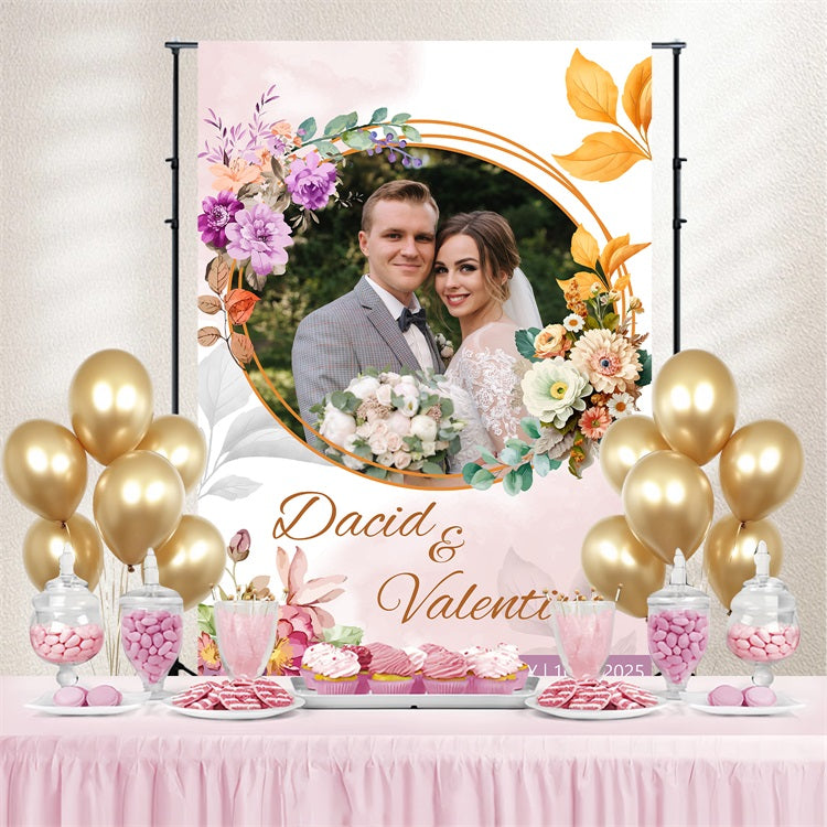 Hochzeit Fotokulisse Liebe Kreis Kranz Personalisierte Kulisse BRP3-213