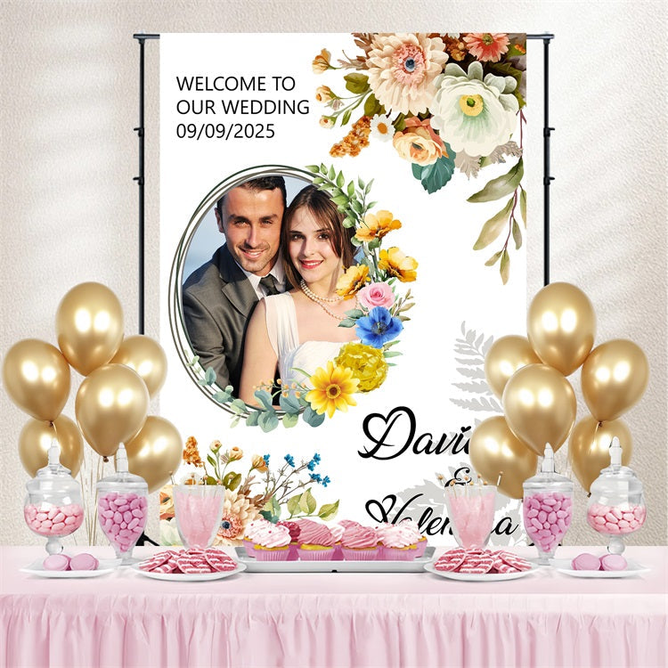 Hochzeit Floral Backdrop Floral Border Party Personalisierte Backdrop BRP3-214
