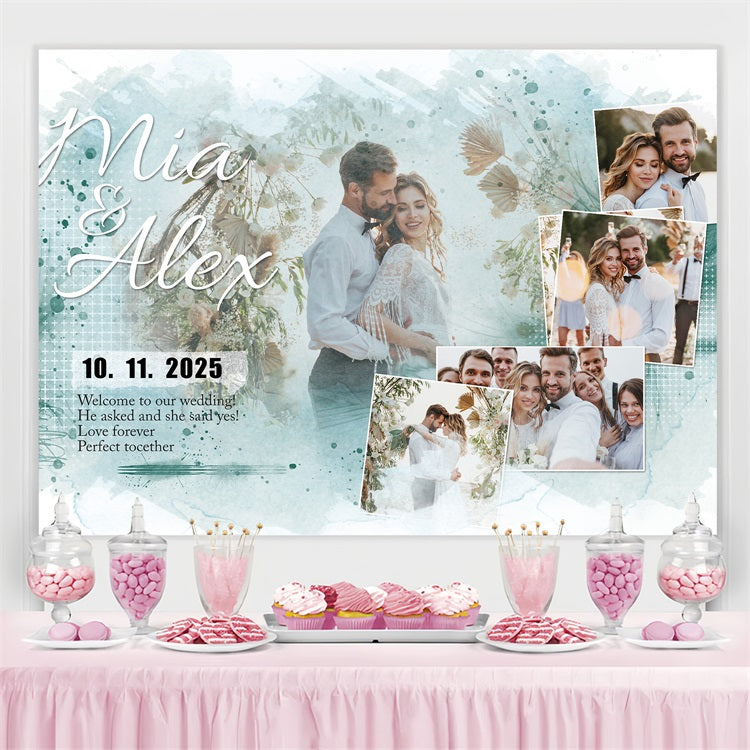 Boho Hochzeit Backdrop Dreamy Floral Personalisierte Hintergrund BRP3-217