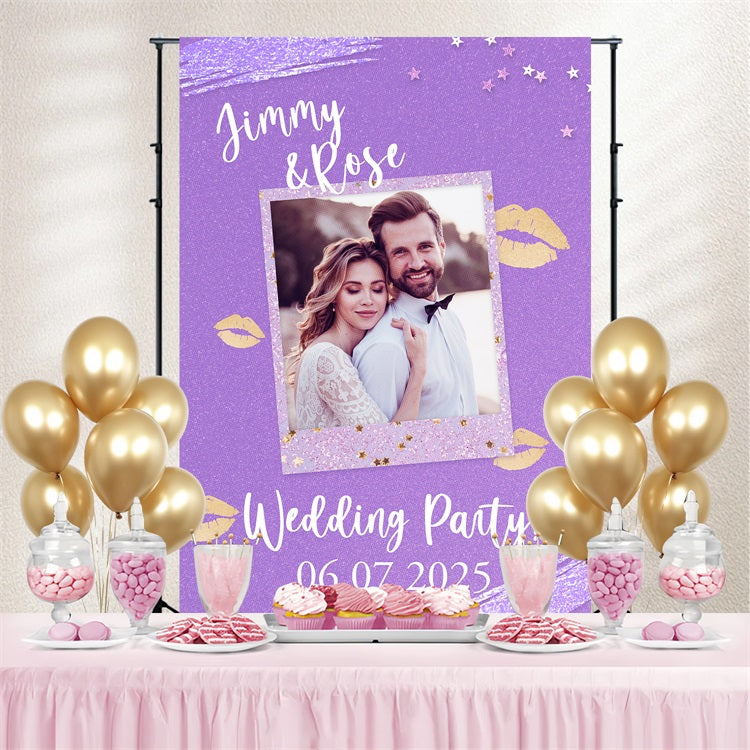Fotohintergrund Hochzeit Lila Glitzer Personalisierte Kulisse BRP3-226
