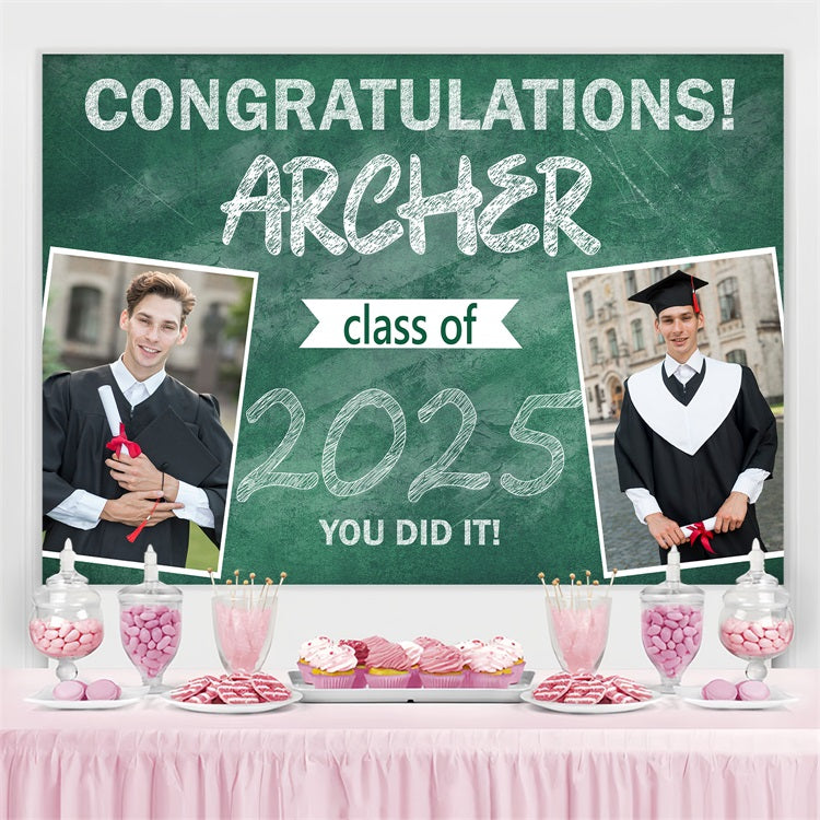 Graduation Backdrop Ideen Grün Kreidetafel Personalisierte Party Graduation Backdrop BRP3-241