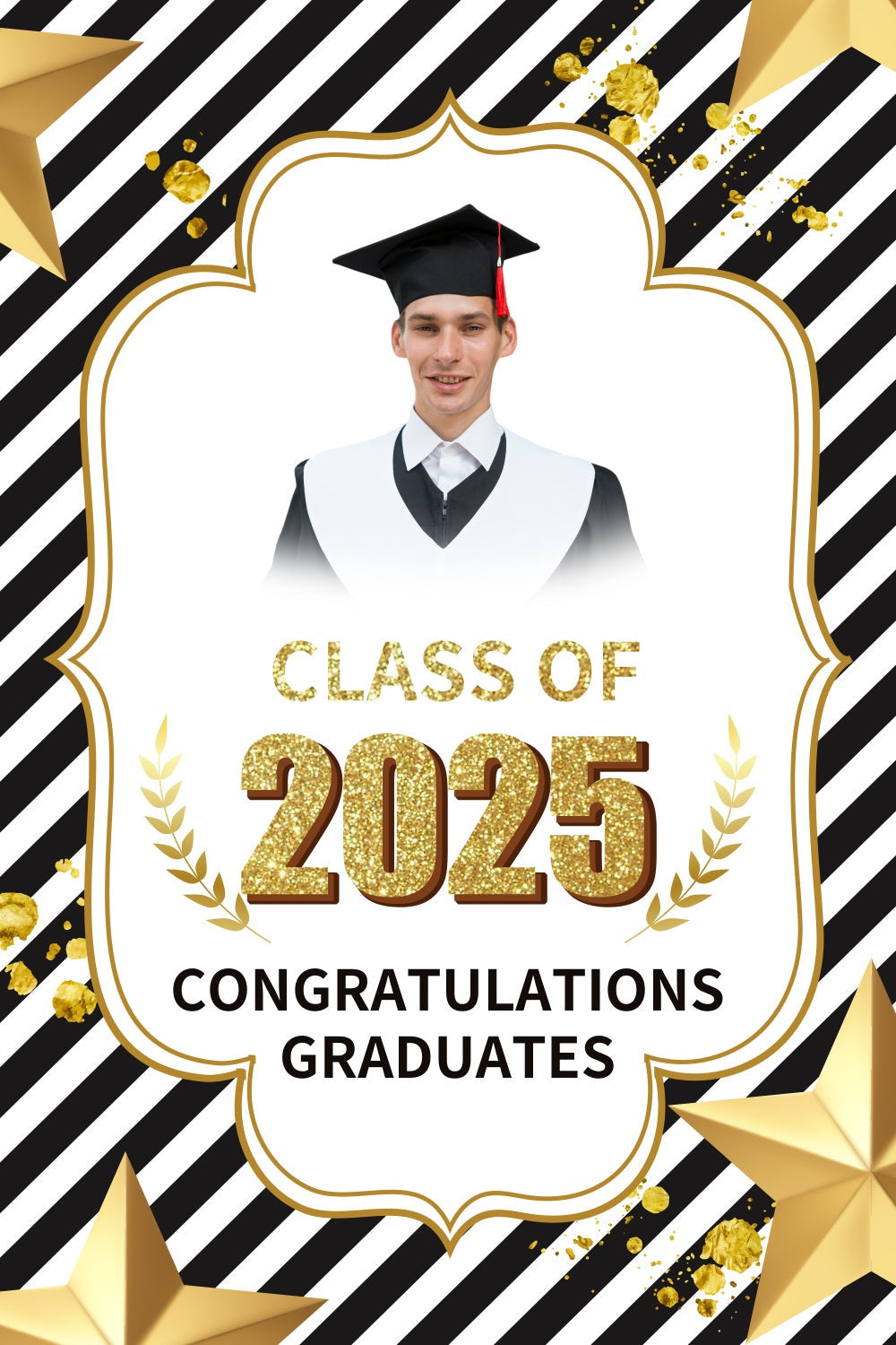 Graduation Portrait Backdrop Modern Gestreift Glitter Custom Party Graduation Backdrop BRP3-243